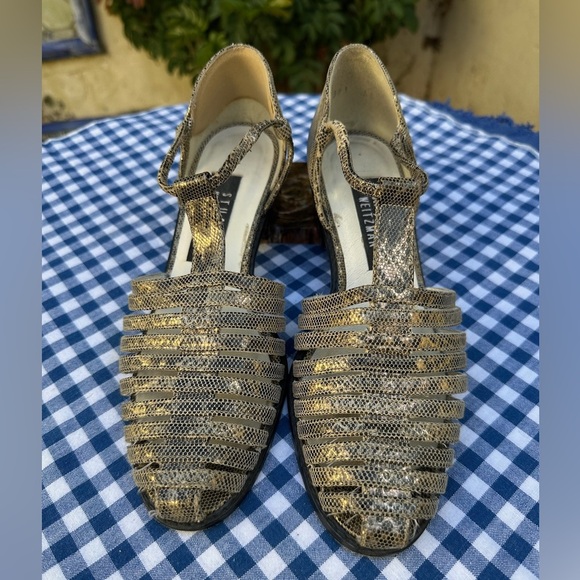 Stuart Weitzman Snakeskin Cage Sandals size 4W - Picture 6 of 6